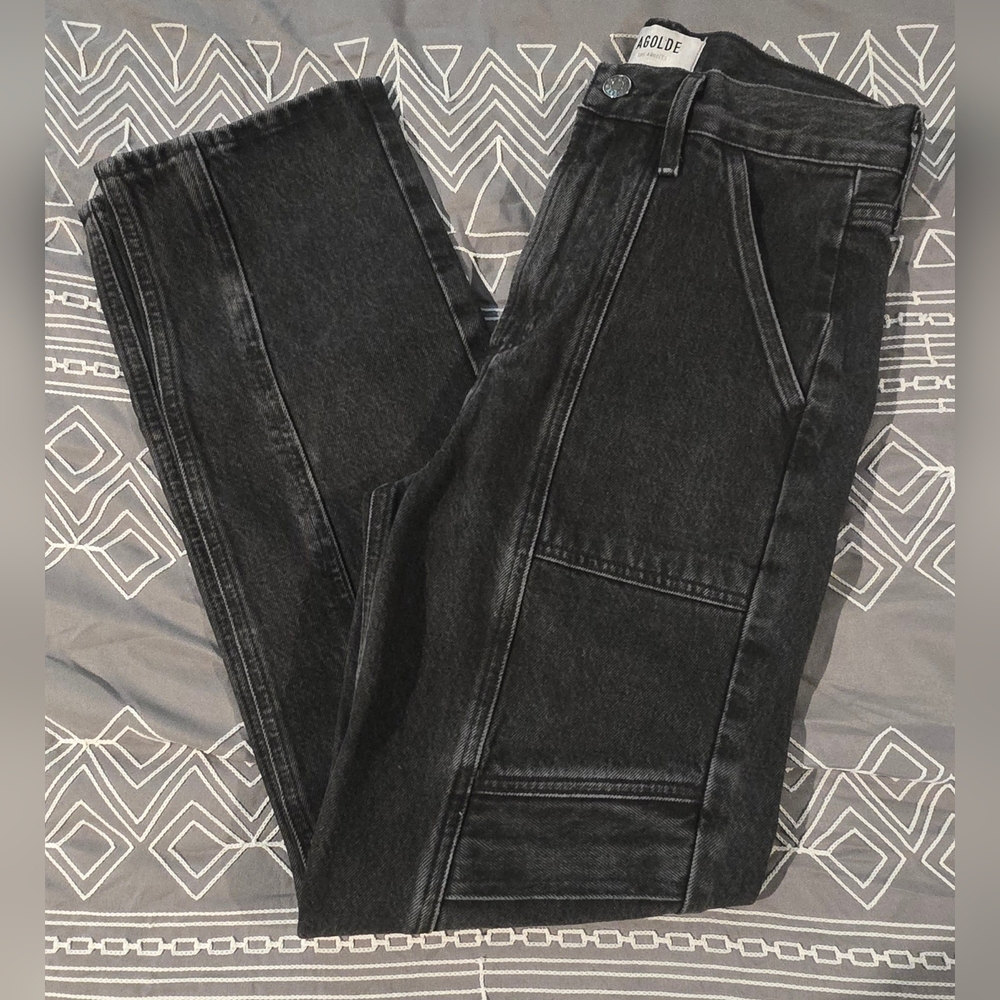 Agolde Cooper Cargo Jeans In Panther Black Size 24